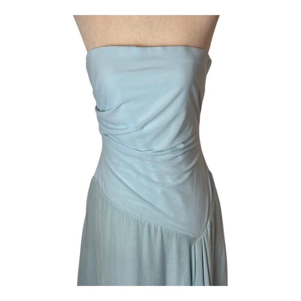 Bec+Bridge‎ Dress Women 10 Dolphin Blue  Elzette Strapless Asymmetric Midi NWT